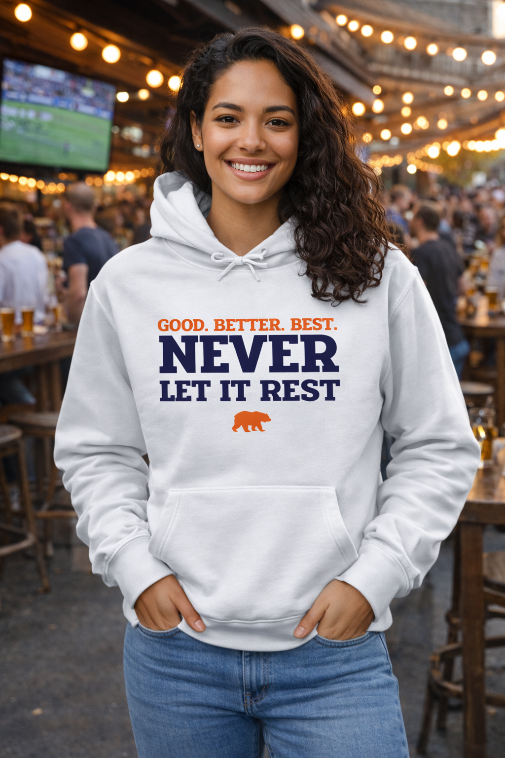 Good Better Best—Never Let it Rest White Chicago Bears Hoodie